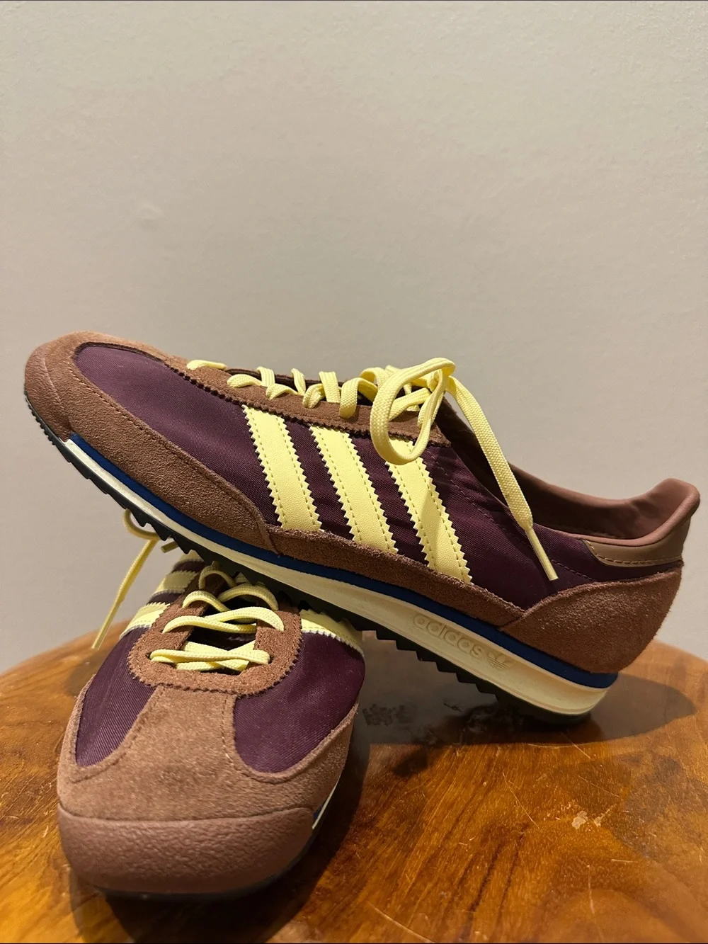 adidas Burgundy and Yellow Retro Runner Sneakers - Picture 5 of 7